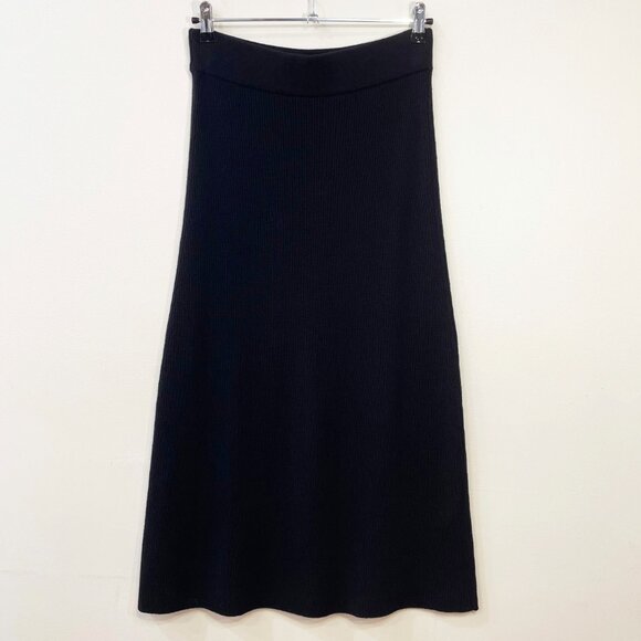 EUC Sezane Naelle Merino Cotton Knit Midi Skirt Navy Large - Picture 4 of 8